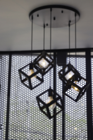 Indoor vintage retro lights ceiling lamp, stock photo