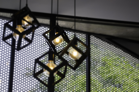 Indoor vintage retro lights ceiling lamp, stock photoの写真素材