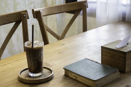 Delicious iced coffee and milk chocolate melt drink, stock photo