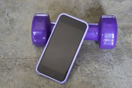 Simple home fitness exercise items, stock photo