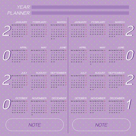 Created year calendar 2020 and 2021 on dot background, stock vectorのイラスト素材