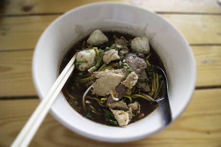Local Thai style noodles pork soup, stock photo