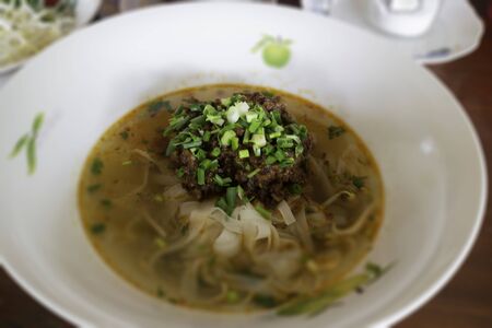 Local Thai style noodles pork soup, stock photo