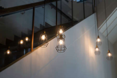 Lighting decoration with vintage ceiling lights, stock photoの写真素材