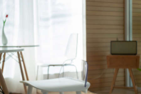 Table and seat in co-working space, stock photoの写真素材