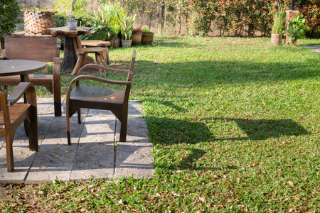 Beautiful summer green garden minimal style, stock photoの写真素材