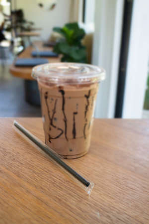 Glass of iced drink on the table, stock photoの写真素材