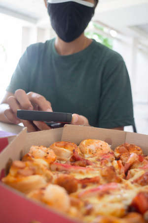Pizza fast food in the office, stock photoの写真素材