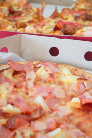 Pizza fast food in the office, stock photoの写真素材