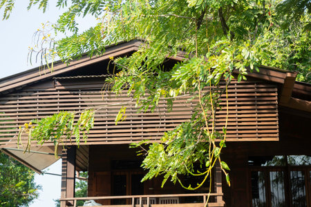 Wooden old house in local restaurant, stock photo