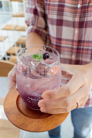Summer refreshment raspberry soda drink, stock photoの写真素材