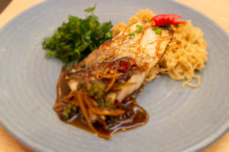 Restaurant menu dish of food cooking recipe, stock footageの写真素材