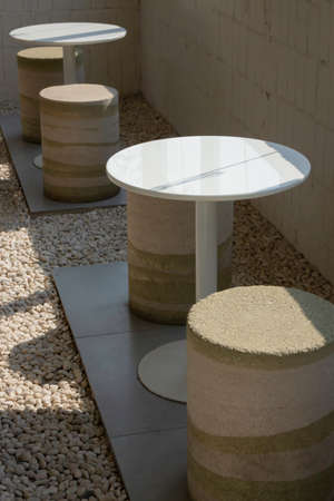 Minimal white style decoration of tea shop, stock photoの写真素材