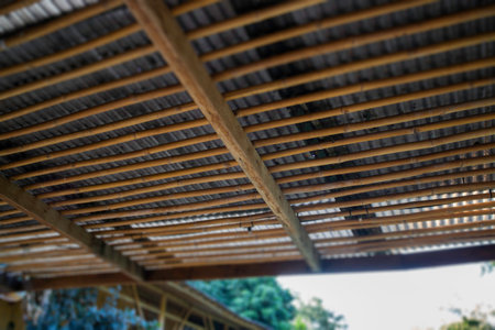 Thai traditional house wooden wall, stock photoの写真素材