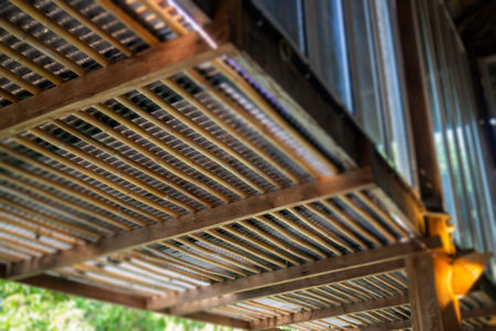 Thai traditional house wooden wall, stock photoの写真素材