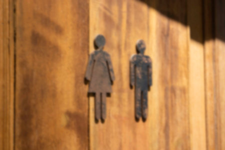 Coffee shop or cafe restaurant wooden interior blur background, stock photoの写真素材