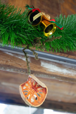 Christmas and New Year decorations in season of greeting, stock photo