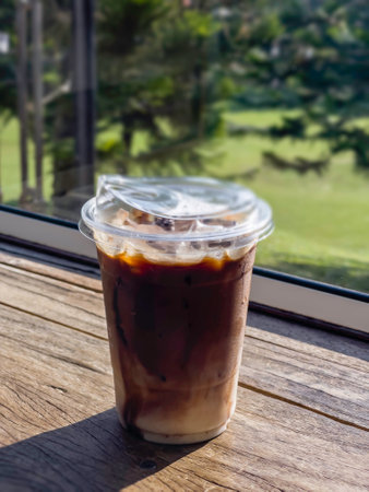 Iced drink in plastic container, stock photo