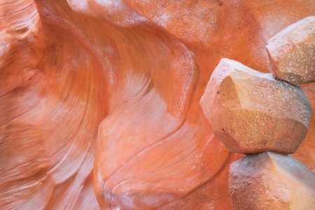 Brown sand-colored stone tiles on the wall, stock photoの写真素材