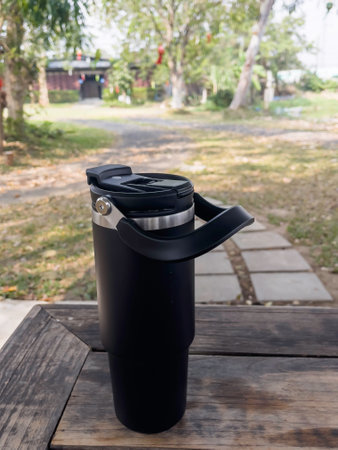 Reusable steel thermal water cup, stock photoの写真素材