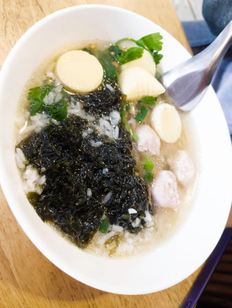 Seaweed Soup Soup with Tofu and Minced Pork, stock photoの写真素材