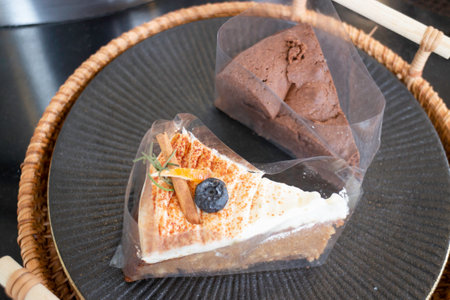 Variety of slices bakery arranged on table, stock photo