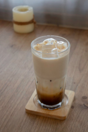 Beverage glass frozen in the restaurant, stock photo