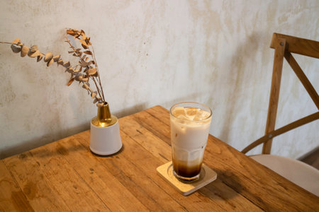 Beverage glass frozen in the restaurant, stock photo