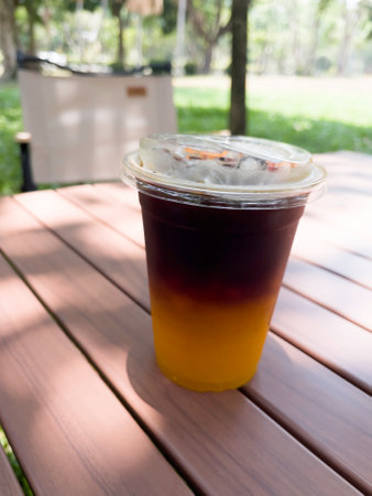 Iced black orange coffee drink, stock photoの写真素材