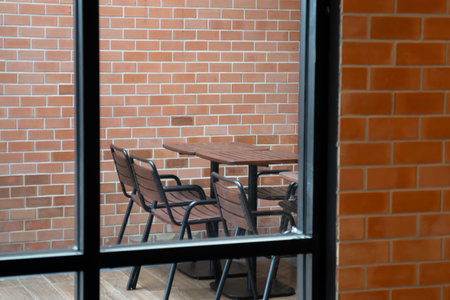 Interior of a retro style decorated espresso bar, stock photoの写真素材