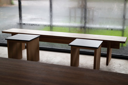 Looking at the rain through the window, stock photo