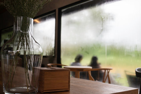 Looking at the rain through the window, stock photoの写真素材