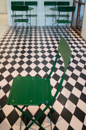 Interior of stylish white and green room, stock photoの写真素材