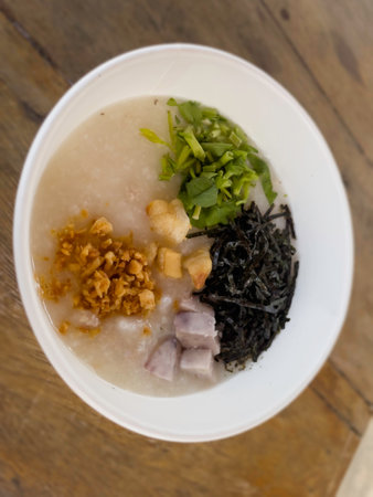Jasmine rice porridge with mined pork, stock photoの写真素材