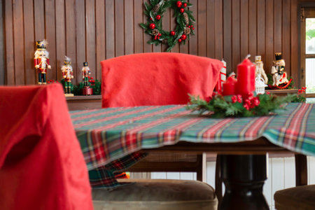 Living room home interior with decorated christmas concept, stock photoの写真素材