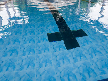 Indoor swimming pool in the summer, stock photoの写真素材