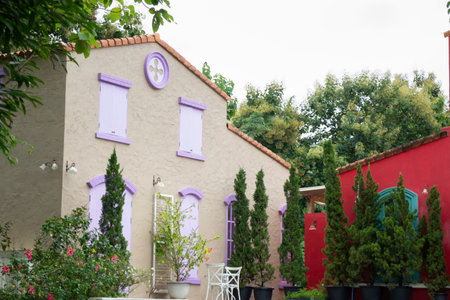Exterior and interior of cafe restaurant