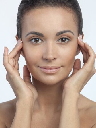 Beautiful girl with no makeup beautiful skin