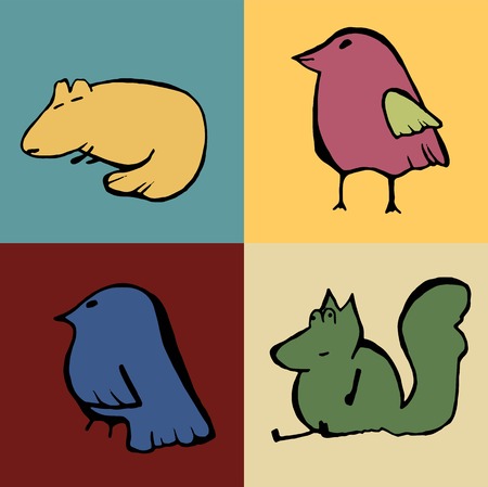 bird  squirrelのイラスト素材