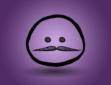 vintage face with a mustache. vector on a purple backgroundのイラスト素材