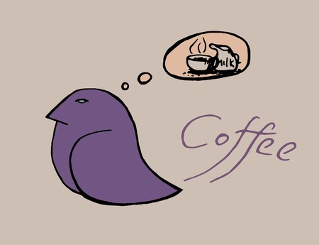 coffee cup birdsのイラスト素材