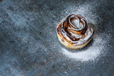 cake with apples, a delicious dessert on a gray backgroundの写真素材