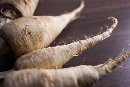 white parsley on a brown backgroundの写真素材