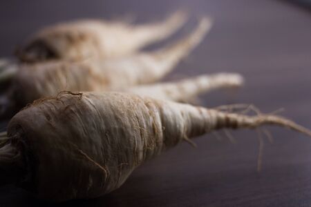 white parsley on a brown backgroundの写真素材