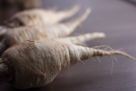 white parsley on a brown backgroundの写真素材