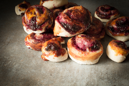 buns from yeast dough with cinnamon cooked at homeの写真素材