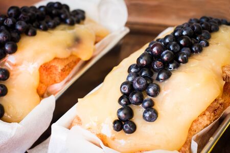 Pie with ripe blueberriesの写真素材