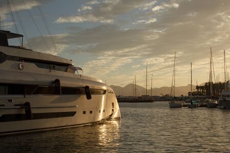 yacht in the port of Monaco. expensive and beautiful boatsの写真素材