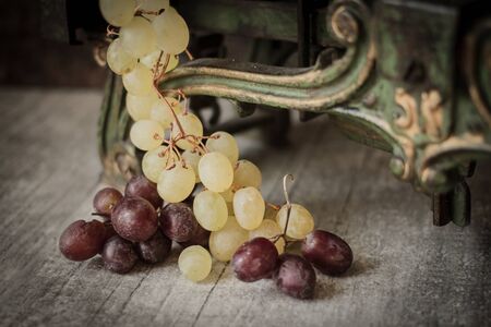 Bunch of ripe juicy grapes for wineの写真素材
