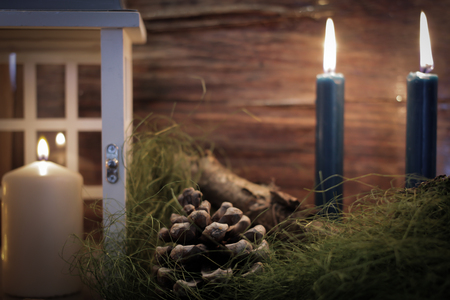 romantic candlelight Christmasの写真素材